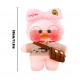 Мягкая игрушка Huada Toys уточка в очках Lalafanfan 35 см, плюшевая утка в одежде Cafe mimi duck Лалафанфан