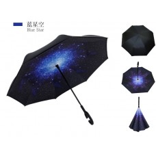 Зонт Lesko Up-Brella Звёздное небо складывающийся зонтик в обратном направлении длинная ручка антизонт (50)