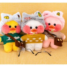 Мягкая игрушка Huada Toys уточка в очках Lalafanfan 35 см, плюшевая утка в одежде Cafe mimi duck Лалафанфан