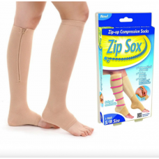 Лечебные компрессионные гольфы от варикоза Zip Sox (Зип Сокс) со змейкой  бежевые