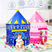 Детская игровая палатка-шатер Замок. Синий и розовый цвет (29)