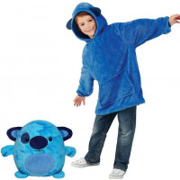 Детский Плед - худи толстовка халат с капюшоном и рукавами 3 в 1 Huggle Pets Hoodie Синий