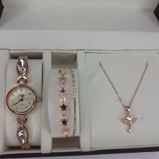 Женский подарочный набор ювелирные изделий Disu . Кулон, часы, браслет в подарочной упаковке W4