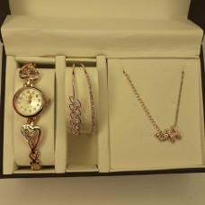 Женский подарочный набор ювелирные изделий Disu . Кулон, часы, браслет в подарочной упаковке W3