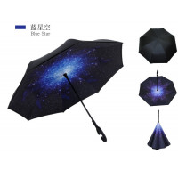 Зонт Lesko Up-Brella Звёздное небо складывающийся зонтик в обратном направлении длинная ручка антизонт