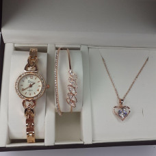 Женский подарочный набор ювелирные изделий Disu . Кулон, часы, браслет в подарочной упаковке W2