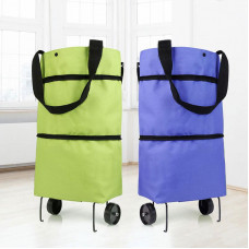 Складная сумка-тележка для продуктов 2 в 1. Зеленый, синий, черный (50)