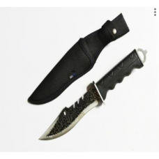 Тактический нож с рисунком дамасской стали и чехлом 
