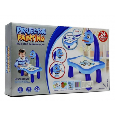 Интерактивная детская игрушка детский стол столик проектор для рисования. Синий