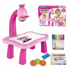 Интерактивная детская игрушка детский стол столик проектор для рисования Розовый