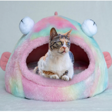Кровать для домашних животных, мягкий домик в форме рыбы, плюшевые спальная лежанка для кошек и собак